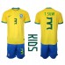 Billige Brasilien Thiago Silva #3 Børnetøj Hjemmebanetrøje til baby VM 2022 Kortærmet (+ korte bukser)